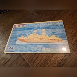Wooden Toy Navy Battleship Destroyer Model Kit Wooden 3-D Puzzle 13 Inches Long.